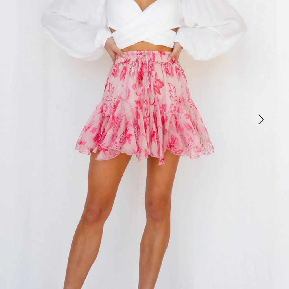 Hello Molly Pink Floral Skater Skirt